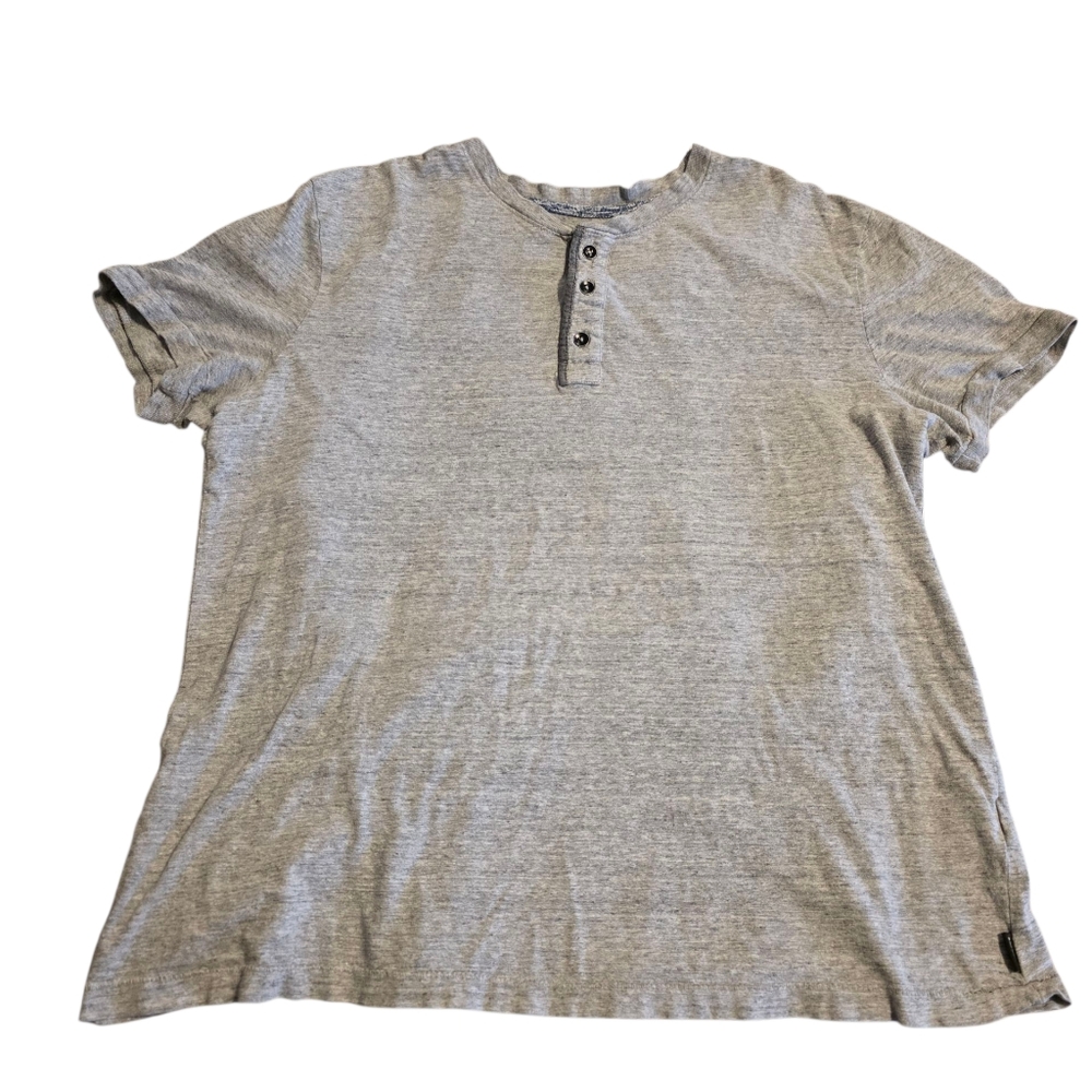 Express Gray 3 Button Shortsleeve Cotton T-Shirt Size M